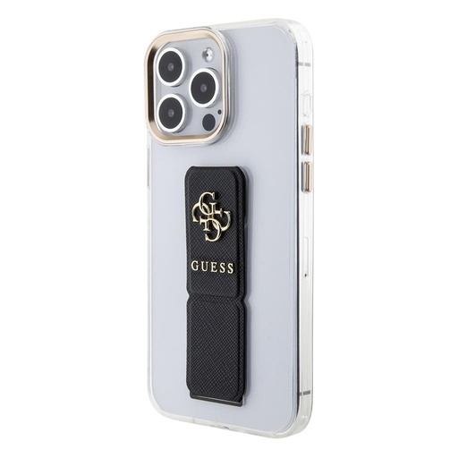 Apple iPhone 15 Pro Guess PU Grip Stand 4G Metal Logo puzdro (Čierny) - GUHCP15LHGSSA4K