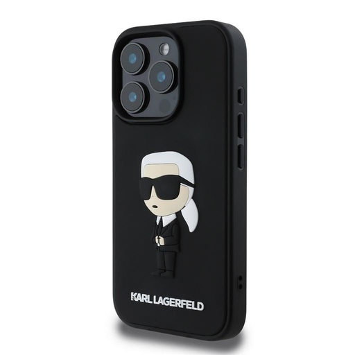 Apple iPhone 16 Pro Karl Lagerfeld 3D Ikonický puzdro (Čierny) – KLHCP16L3DRKINK