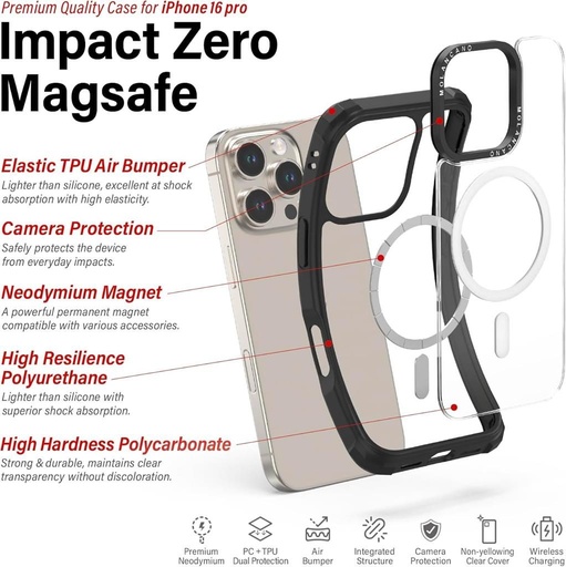 Apple iPhone 16 Plus MOLAN CANO HN7 Magsafe odolný zadný kryt (Čierny)