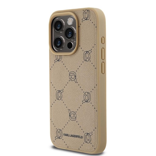 Apple iPhone 15 Pro Max Karl Lagerfeld PU Karl Heads Pattern MagSafe puzdro (Béžový) – KLHMP15XPGKHPHE