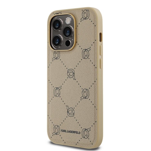Apple iPhone 14 Pro Karl Lagerfeld PU Karl Heads Pattern MagSafe puzdro (Béžový) – KLHMP14LPGKHPHE