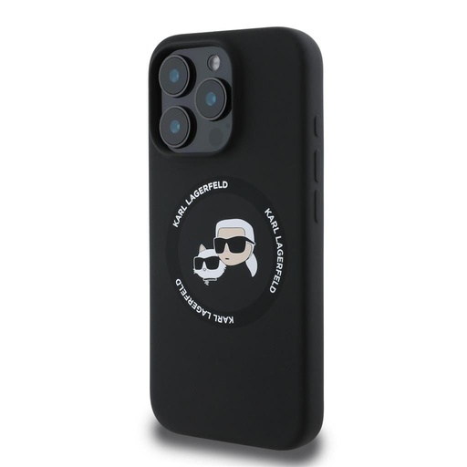 Apple iPhone 16 Pro Max Karl Lagerfeld Liquid Silicone K&CH Heads MagSafe puzdro (Čierny) – KLHMP16XSKCHTCK