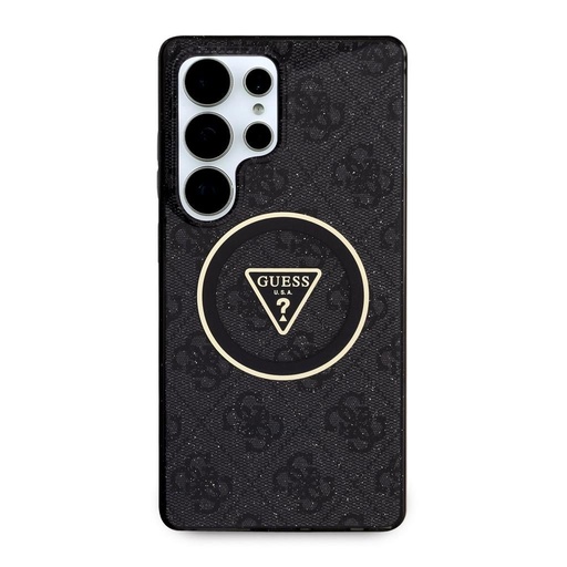 Samsung Galaxy S25 Ultra Guess IML 4G Glitter MagSafe puzdro – Triangle Logo (Čierny) - GUHMS25LHG4PRTGK