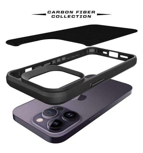 Apple iPhone 14 Pro TOKO Carbon fiber zadný kryt (Čierny)