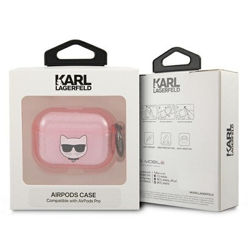 Apple AirPods Pro Karl Lagerfeld trblietavý puzdro Choupette (Ružový) – KLAPUCHGP