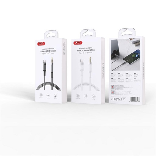 XO NB-R279B USB-C – 3,5 mm audio kábel (Biely) – 1,0 m