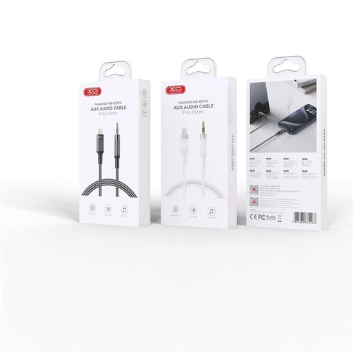 XO NB-R279A Lightning – 3,5 mm audio kábel (Biely) – 1,0 m