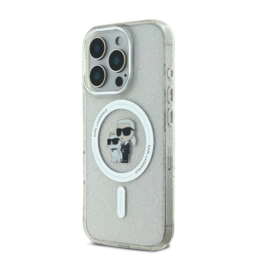 Apple iPhone 16 Pro Max Karl Lagerfeld IML Glitter Karl and Choupette MagSafe puzdro (Priehľadný) - KLHMP16XHGKCNOT