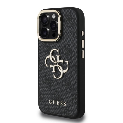 Apple iPhone 16 Pro Guess PU 4G Metal Logo Stand Camera Frame puzdro (Čierny) - GUHCP16LPCS4GP4K