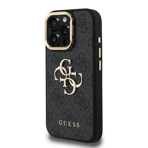 Apple iPhone 15 Pro Max Guess PU 4G Metal Logo Stand Camera Frame puzdro (Čierny) - GUHCP15XPCS4GP4K