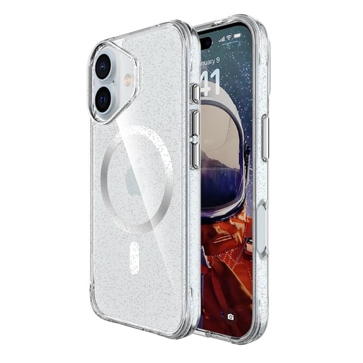 Apple iPhone 16 TOKO Pure Glitter MagSafe zadný kryt (Strieborný)
