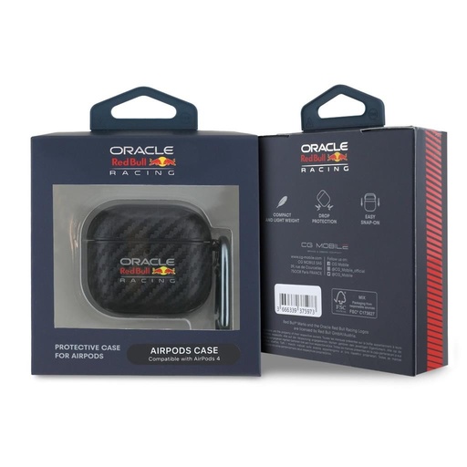 Apple AirPods 4 Červený Bull PU Carbon puzdro AirPods 4 (Čierny) - RBA4PUCAILK