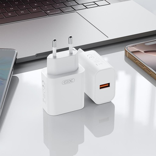 XO CE33 nástenný nabíjačka 18W QC3.0 1x USB-A (Biely)