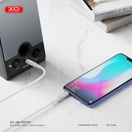 XO NB-R279C 3,5 mm – 3,5 mm audio kábel (Biely) - 1,0 m
