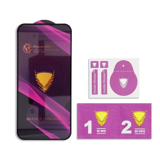 Apple iPhone 15 Pro OG Premium ochranné sklo (Priehľadný čierny s okrajom)