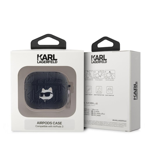 Apple AirPods 3 Karl Lagerfeld PU Embossed Choupette Head puzdro (Čierny) - KLA3PGCHPK