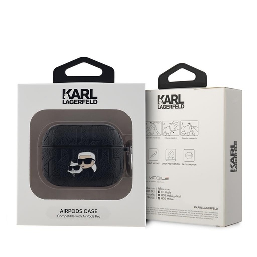 Apple AirPods Pro Karl Lagerfeld PU Embossed Karl and Choupette Heads puzdro (Čierny) - KLAPPGKCPK