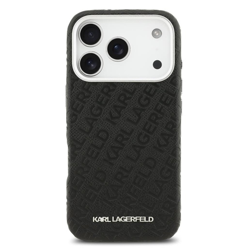 Karl Lagerfeld Grained PU Repeated Logo MagSafe puzdro iPhone 17 Pro (Čierny)