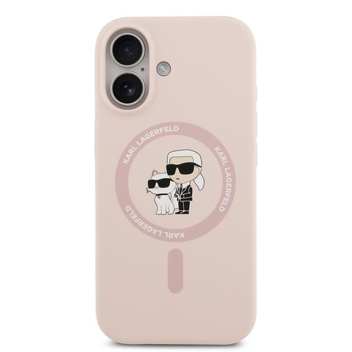Karl Lagerfeld Liquid Silicone Karl and Choupette MagSafe puzdro iPhone 17 (Ružový)