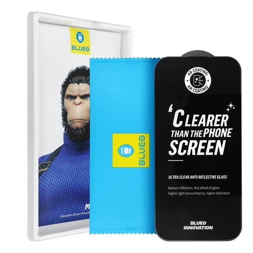 Apple iPhone 17 Pro Max BLUEO Ultra priehľadný antireflexný prémiový ochranné sklo (Priehľadný čierny s okrajom)