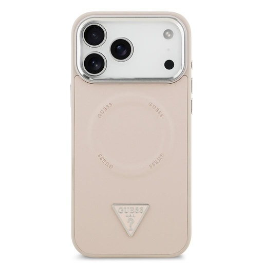 Guess PU Leather Triangle Logo MagSafe iPhone 17 Pro (Ružový)