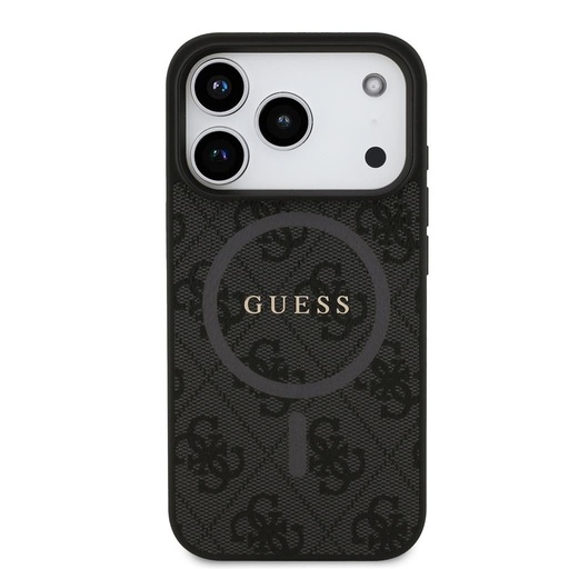 Guess PU Leather 4G Colored Ring MagSafe iPhone 17 Pro (Čierny)