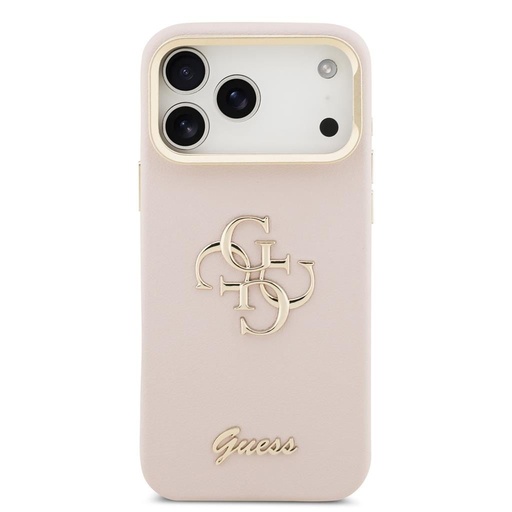 Guess PU Grained 4G Logo Stand Camera Frame iPhone 17 Pro Max (Ružový)
