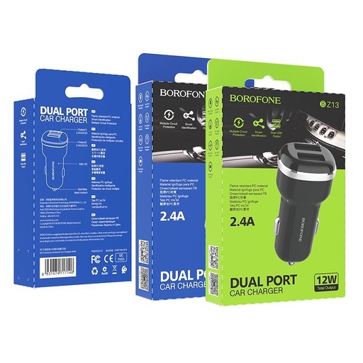 Borofone BZ13 do auta nabíjačka (2xUSB port), 5V 2,4A, čierny
