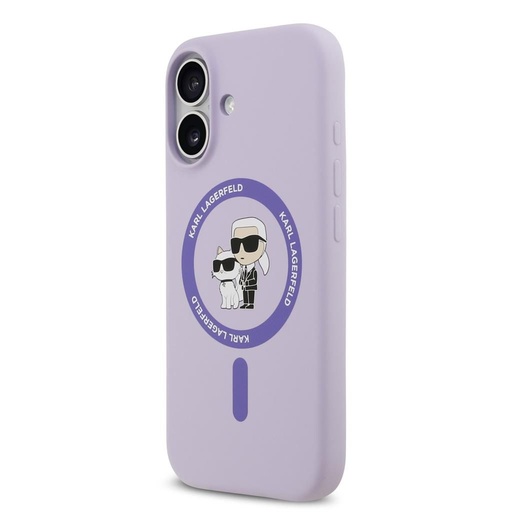 Karl Lagerfeld Liquid Silicone Karl and Choupette MagSafe puzdro iPhone 17 (Fialový) - KLHMP17SSCMKCRHU