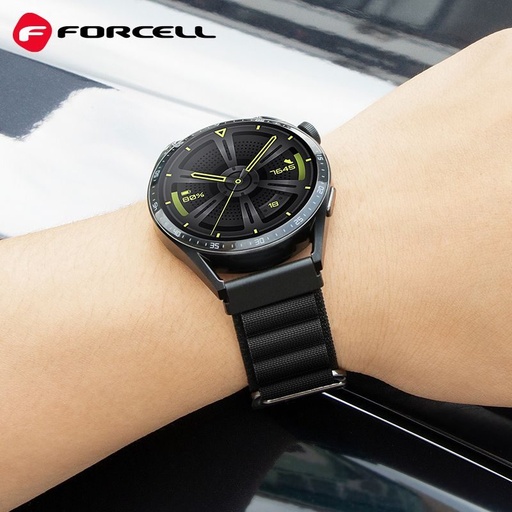 Forcell F-Design FS05 polyester vláknitý remienok Samsung Galaxy Watch 22 mm (Čierny)