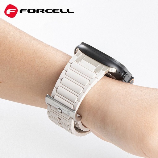 Forcell F-Design FA06 silikónový remienok Apple Watch 42 / 44 / 45 / 49 mm (Biely)
