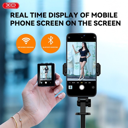 XO SS23 Smart so zrkadlením displeja Bluetooth selfie tyč (Čierny)