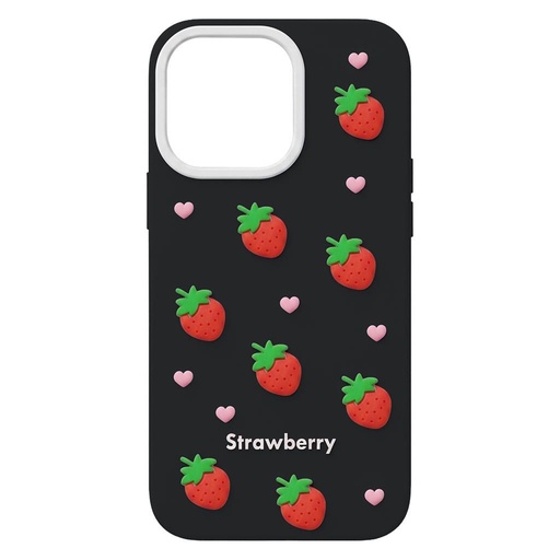 Apple iPhone 13 / iPhone 14 / iPhone 15 Strawberry zadný kryt (Čierny)