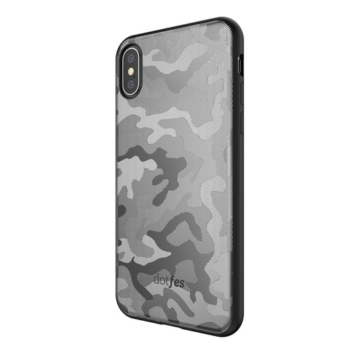Apple iPhone X/ XS Dotfes camouflage style prémiový zadný kryt, (Sivý)