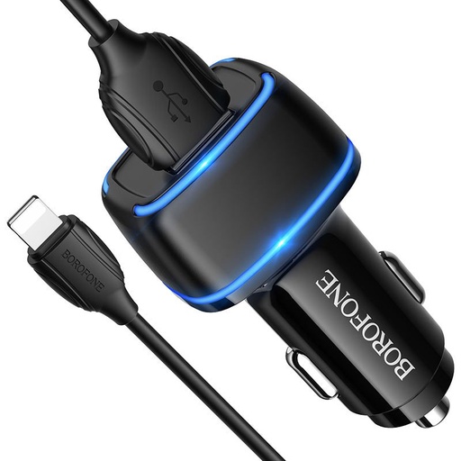 Borofone BZ14 do auta nabíjačka (2 USB port, lightning kábel), 5V 2,4A, čierny