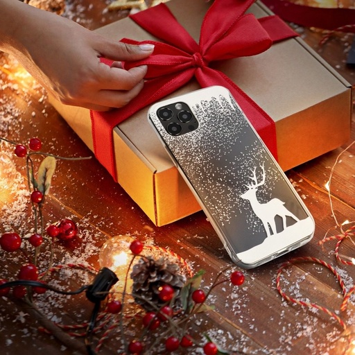 Apple iPhone 12 / iPhone 12 Pro Winter silikónový zadný kryt (Reindeer (Priehľadný))