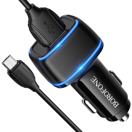 Borofone BZ14 do auta nabíjačka (2 USB port, microUSB kábel), 5V 2.4A, čierny