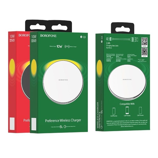 Borofone BQ3 bezdrôtový nabíjačka, max. 10W 9V 1,8A, strieborný