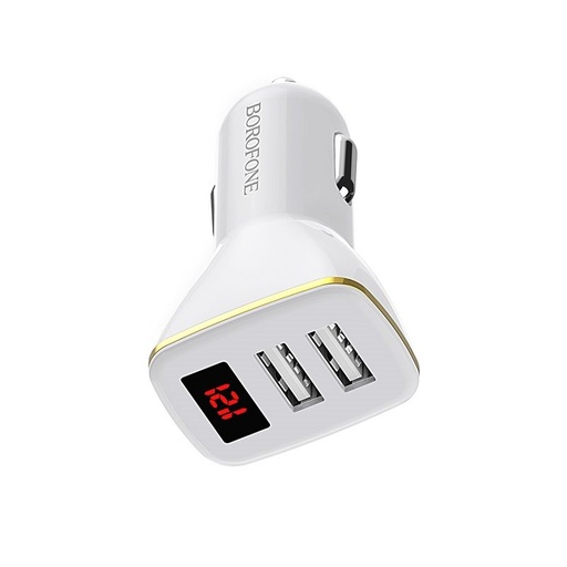 Borofone BZ11 do auta nabíjačka (2xUSB port), LED indikátor stavu,5V 2,1A, biely