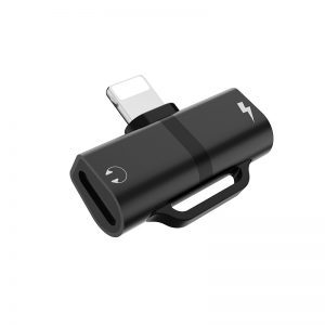Hoco LS20 2in1 lightning rozdeľovač (lightning audio+lightning nabíjačka port), čierny