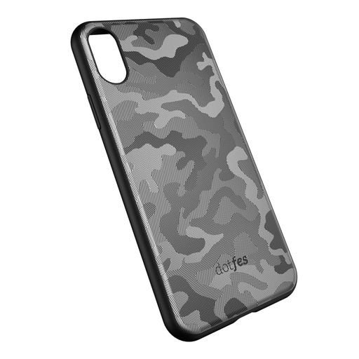 Apple iPhone X/ XS Dotfes camouflage style prémiový zadný kryt, (Sivý)