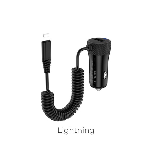 Hoco Z21A Ascender single-port car charger with cable lightning Čierny