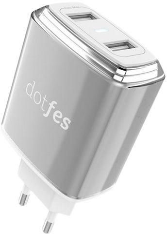 Dotfes C01 sieťový nabíjačka (2 USB port), 5V 3,4A, strieborný