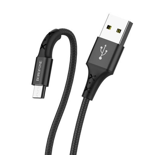 Borofone BX20 microUSB kábel, látkový, 2A, 1m, čierny