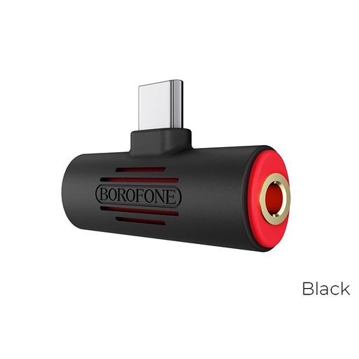 Borofone BV8 type-c rozdeľovač (type-c nabíjačka port+3,5mm jack zásuvka), čierny