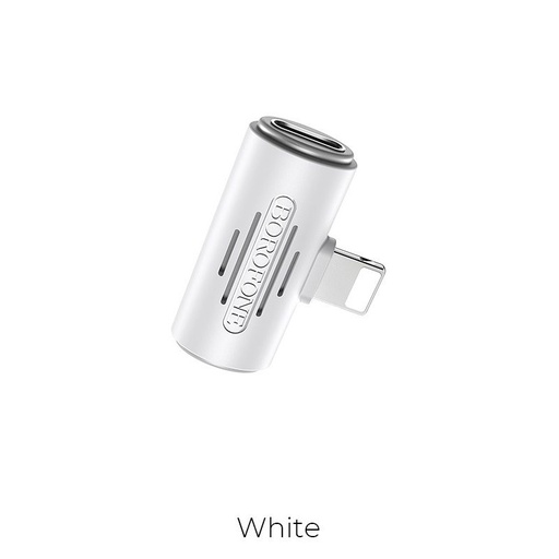 Borofone BV6 lightning rozdeľovač (lightning audio+lightning nabíjačka port), biely