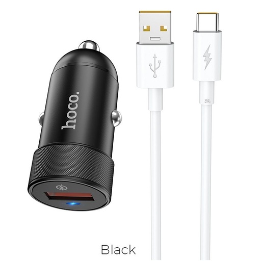 Hoco Z32A do auta nabíjačka (type-C kábel), QC 3.0, max. 18W, LED indikátor stavu, čierny