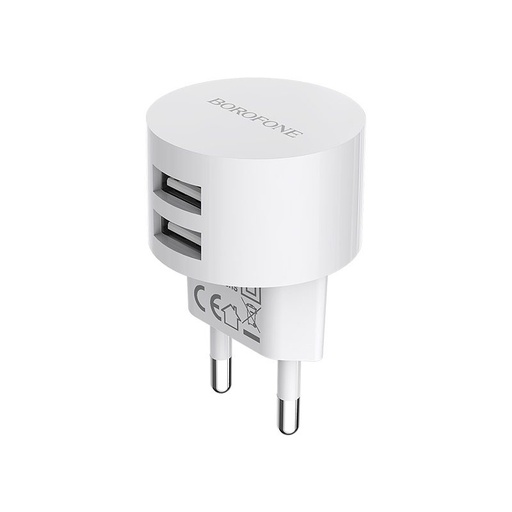 Borofone BA23A sieťový nabíjačka (2 USB port), 5V 2,4A, biely