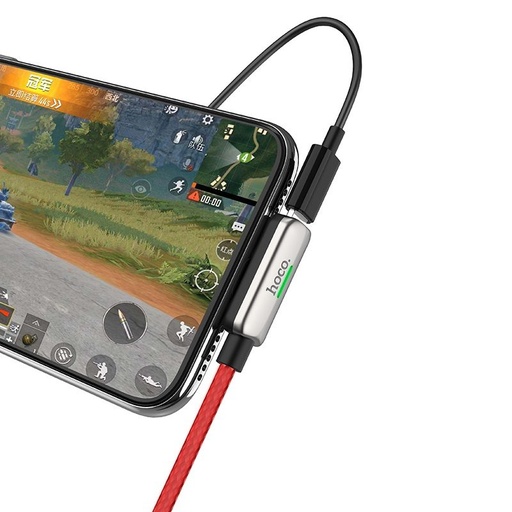Hoco LS28 lightning rozdeľovač (lightning audio+lightning nabíjačka port), strieborný