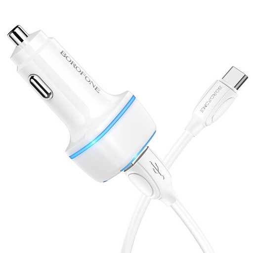 Borofone BZ14 do auta nabíjačka (2 USB, type-C kábel), 5V 2,4A, biely